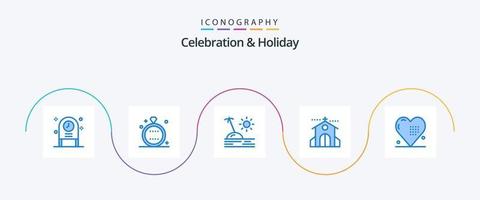 pack d'icônes bleues de célébration et de vacances 5, y compris le mariage. un événement. mariage. église. vacances vecteur
