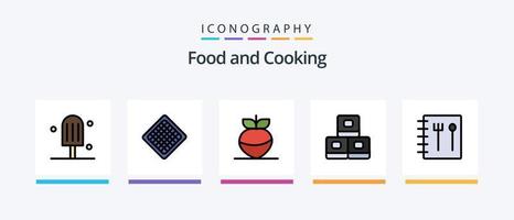 ligne de nourriture remplie de 5 packs d'icônes comprenant. bol. . conception d'icônes créatives vecteur