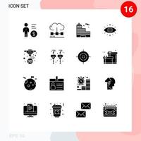 16 icônes créatives signes et symboles modernes d'impression société secrète média symbole bureau éléments de conception vectoriels modifiables vecteur