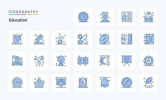 25 pack d'icônes bleues de l'éducation vecteur