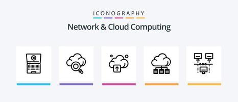 pack d'icônes réseau et cloud computing ligne 5, y compris le partage. lien. La technologie. La technologie. serveur. conception d'icônes créatives vecteur