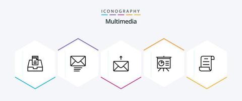 pack d'icônes multimédia 25 lignes comprenant . présentation. vecteur