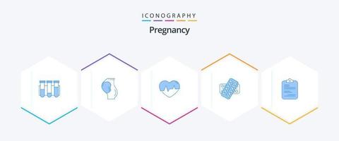 pack d'icônes bleues grossesse 25, y compris les médicaments. Médicament. obstétrique. battre. battement de coeur vecteur