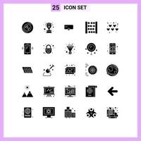 pack d'icônes vectorielles stock de 25 signes et symboles de ligne pour les coeurs de la saint-valentin star toy abacus éléments de conception vectoriels modifiables vecteur