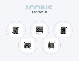 contactez-nous pack d'icônes glyphe 5 conception d'icônes. partage mobile. partager. appel. commercialisation. panneau publicitaire vecteur