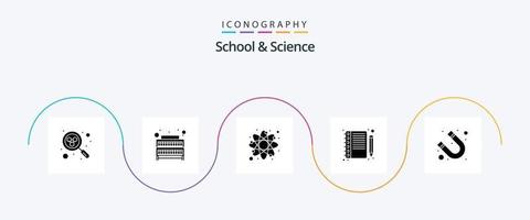 pack d'icônes glyphe 5 pour l'école et la science, y compris l'aimant. étudier. atome. stylo. éducation vecteur