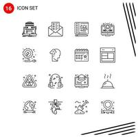 symboles d'icônes universels groupe de 16 contours modernes d'énergie de dépression marketing d'électricité créative éléments de conception vectoriels modifiables vecteur
