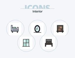 pack d'icônes remplies de ligne intérieure 5 conception d'icônes. Bureau. meubles. intérieur. pupitre. intérieur vecteur