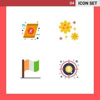 groupe de 4 icônes plates modernes définies pour les éléments de conception vectoriels modifiables de la devise de l'espace commercial irlandais coupon vecteur