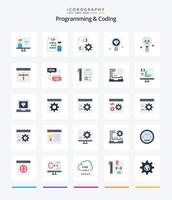 programmation créative et codage pack de 25 icônes plates telles que le développement. codage. le management. recherche. développement vecteur