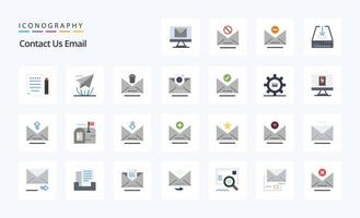 pack d'icônes de couleur plate de 25 e-mails vecteur