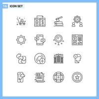 ensemble de 16 symboles d'icônes d'interface utilisateur modernes signes pour définir la section des employés configurer des éléments de conception vectoriels modifiables en bois vecteur