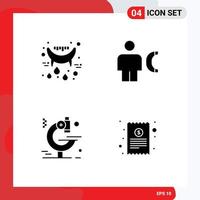 ensemble de 4 pack de glyphes solides commerciaux pour l'examen d'halloween recherche d'appel de vampire éléments de conception vectoriels modifiables vecteur