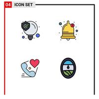 symboles d'icônes universelles groupe de 4 couleurs plates de ligne de remplissage modernes d'idée coeur solution son valentine éléments de conception vectoriels modifiables vecteur