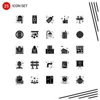 ensemble de 25 symboles d'icônes d'interface utilisateur modernes signes pour le dîner en verre petit déjeuner de noël éléments de conception vectoriels modifiables à la main vecteur