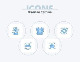 pack d'icônes bleu carnaval brésilien 5 conception d'icônes. luminosité. drapeau. Brésil. pays. Brésil vecteur