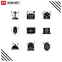 9 icônes créatives signes et symboles modernes de la crème de la boîte de nourriture audio véritables éléments de conception vectoriels modifiables vecteur