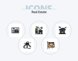 pack d'icônes remplies de ligne immobilière 5 conception d'icônes. domaine. domicile . construction. ordinateur portable . immobilier vecteur