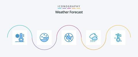 pack d'icônes météo bleu 5 comprenant. la météo. ciel. thermomètre. nuage vecteur