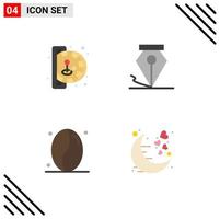 4 icônes plates universelles définies pour les applications web et mobiles insérer des grains de pièces de monnaie jouer stylo amour éléments de conception vectoriels modifiables vecteur