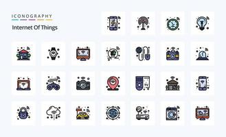 25 pack d'icônes de style rempli de ligne internet des objets vecteur