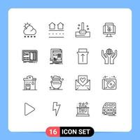 contour pack de 16 symboles universels de blueprint ecommerce résidences shopping paiement éléments de conception vectoriels modifiables vecteur