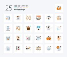 café 25 pack d'icônes de couleur plate comprenant une tasse. magasin. café. comptoir. café vecteur