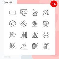 ensemble moderne de 16 contours et symboles tels que le nouveau balai du son comme des éléments de conception vectoriels modifiables vecteur