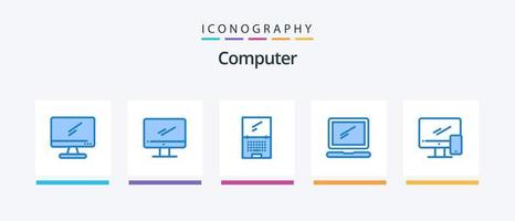 pack d'icônes ordinateur bleu 5 comprenant. imac. portable. appareil. conception d'icônes créatives vecteur