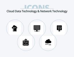 technologie de données en nuage et technologie de réseau glyphe pack d'icônes 5 conception d'icônes. tuc. serveur. nuage. l'informatique. la toile vecteur