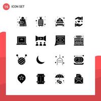 16 icônes créatives signes et symboles modernes de partage de mariage casque d'amour de voyage éléments de conception vectoriels modifiables vecteur