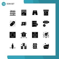 pack de 16 signes et symboles de glyphes solides modernes pour les supports d'impression Web tels que les shorts de magasin à prix réduits éléments de conception vectoriels modifiables pour les entreprises en ligne vecteur