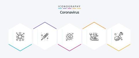 pack d'icônes de 25 lignes de coronavirus, y compris médical. soins de santé. mètre. docteur. agent pathogène vecteur