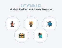 pack d'icônes remplies de ligne d'affaires et d'essentiels d'affaires modernes 5 conception d'icônes. Cas. bagages. trouver. voyage. voir vecteur