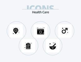 pack d'icônes de glyphe de soins de santé 5 conception d'icônes. le sexe. calendrier. ambulance. livre. ordre du jour vecteur