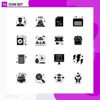 16 icônes créatives signes et symboles modernes d'événement de bureau vacances calendrier fiscal éléments de conception vectoriels modifiables vecteur