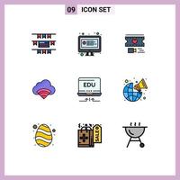 9 icônes créatives signes et symboles modernes de flèche ordinateur portable signal cardiaque connexion éléments de conception vectoriels modifiables vecteur