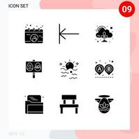 9 concept de glyphe solide pour les sites Web mobiles et les applications mer d'été zéro œufs de vacances éléments de conception vectoriels modifiables vecteur
