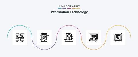 pack d'icônes ligne 5 de technologie de l'information, y compris tablette. portable. portable. numérique. stockage vecteur