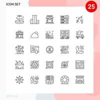 ensemble de 25 symboles d'icônes d'interface utilisateur modernes signes pour les résidences de déclassement de serveur de poisson télécharger des éléments de conception vectoriels modifiables chinois vecteur