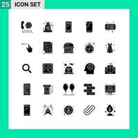 interface mobile glyphe solide ensemble de 25 pictogrammes de passe-temps de doigt billet de financement huawei éléments de conception vectoriels modifiables vecteur