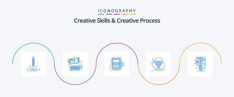 compétences créatives et pack d'icônes bleu processus créatif 5, y compris l'alignement. solde. papier. des dossiers. vendre vecteur
