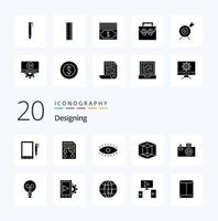 20 conception d'un pack d'icônes de glyphe solide comme la conception graphique de document d'outil d'image vecteur