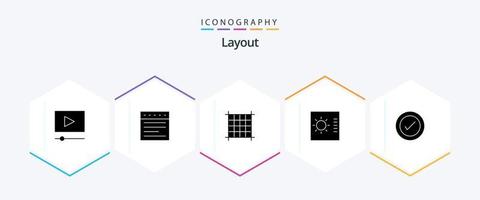 mise en page pack d'icônes de 25 glyphes comprenant. ux. la ligne. ui. disposition vecteur