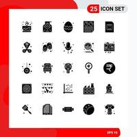 ensemble de 25 symboles d'icônes d'interface utilisateur modernes signes pour carte tarte oeuf de pâques page données éléments de conception vectoriels modifiables vecteur