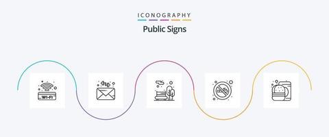 pack d'icônes de la ligne 5 des panneaux publics, y compris la nourriture. boire. parc de ville. Burger. NE PAS FUMER vecteur