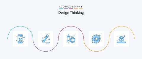 pack d'icônes bleues 5 design thinking, y compris rgb. Couleur. compte-gouttes. outil. équipement vecteur