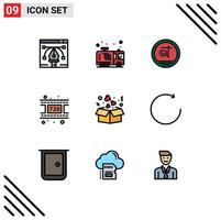 9 icônes créatives signes et symboles modernes de livraison vidéo pompier bobine affaires éléments de conception vectoriels modifiables vecteur