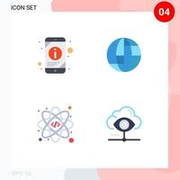 4 concept d'icône plate pour les sites Web mobiles et applications informations codage téléphone internet vision éléments de conception vectoriels modifiables vecteur