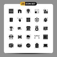 interface mobile glyphe solide ensemble de 25 pictogrammes de conception bâtiments complets idée d'ampoule éléments de conception vectoriels modifiables vecteur